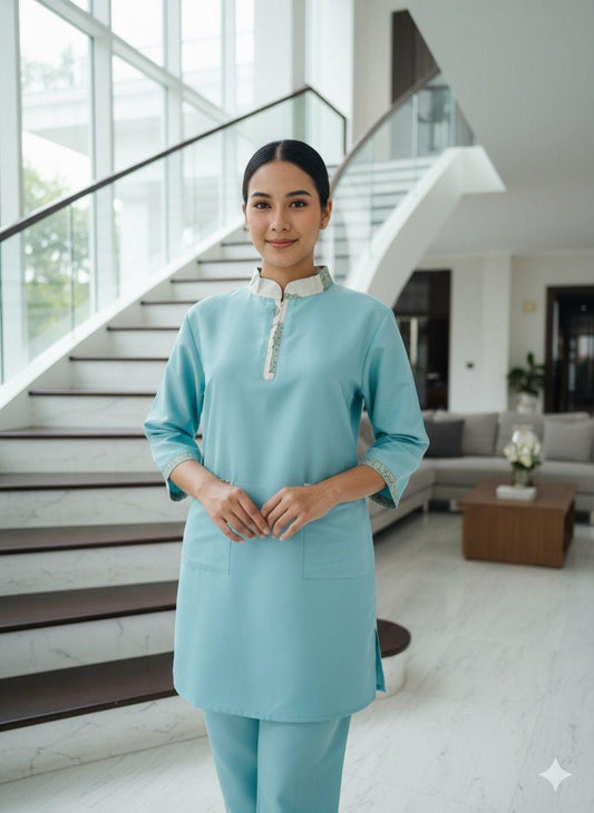 Premium Blue Domestic Staff Uniform – Comfortable & Durable